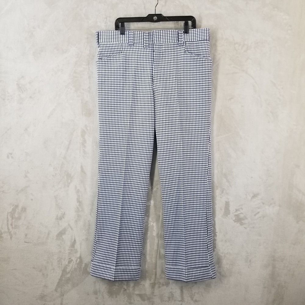 Vintage Glen Oaks Cuffed Flare Pants Mens 40x32 Gingham Double Knit Groovy 70's